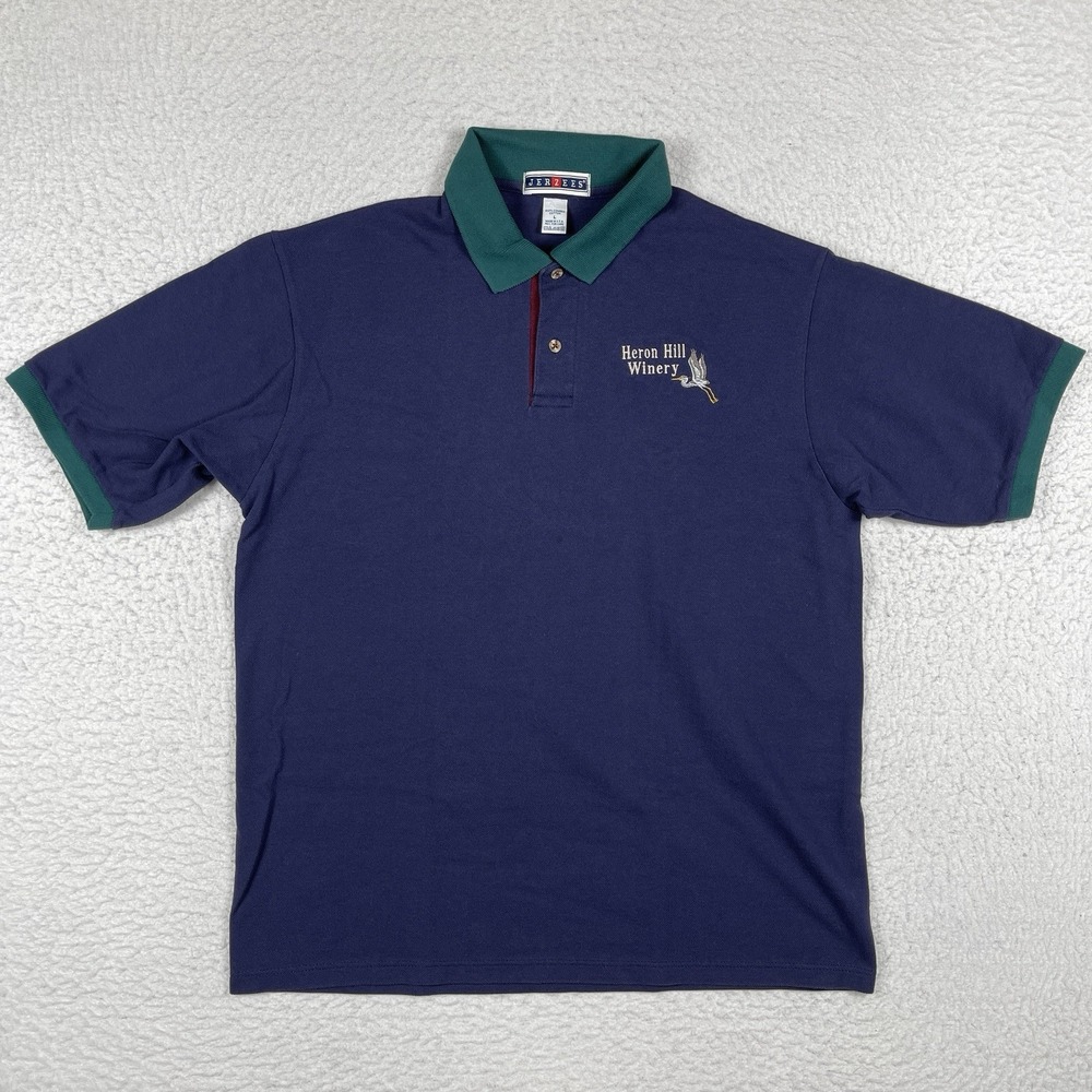 Winery Polo Shirt Mens Large Heron Hill Casual Vintage Travel Vacation Sommelier